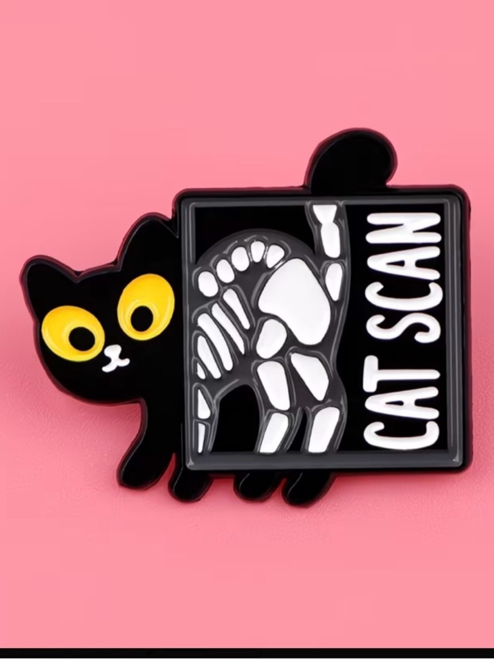 Black Cat Scan Enamel Pin - 'Cat Scan' - Picture 2 of 4